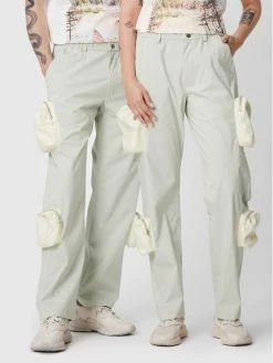 Flash Sale 🤩 Γυναίκες Υφασμάτινα Παντελόνια Παντελόνι υφασμάτινο Unisex 2005 X Leeves „Panel” Μπεζ Regular Fit 🎉