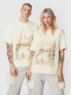 Ολοκαίνουργιο ⌛ Γυναίκες T-shirts T-Shirt Unisex 2005 X Leeves „Good Morning” Μπεζ Regular Fit 🎉