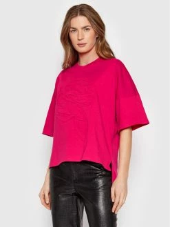 Προϋπολογισμός 🎁 Ted Baker Γυναίκες T-shirts T-Shirt Debossed Flower 258356 Ροζ Relaxed Fit ⭐